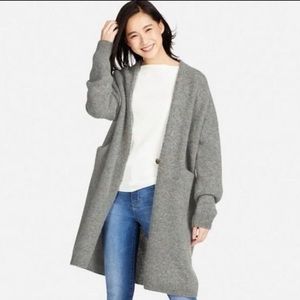 Uniqlo grey 100% wool oversized cardigan